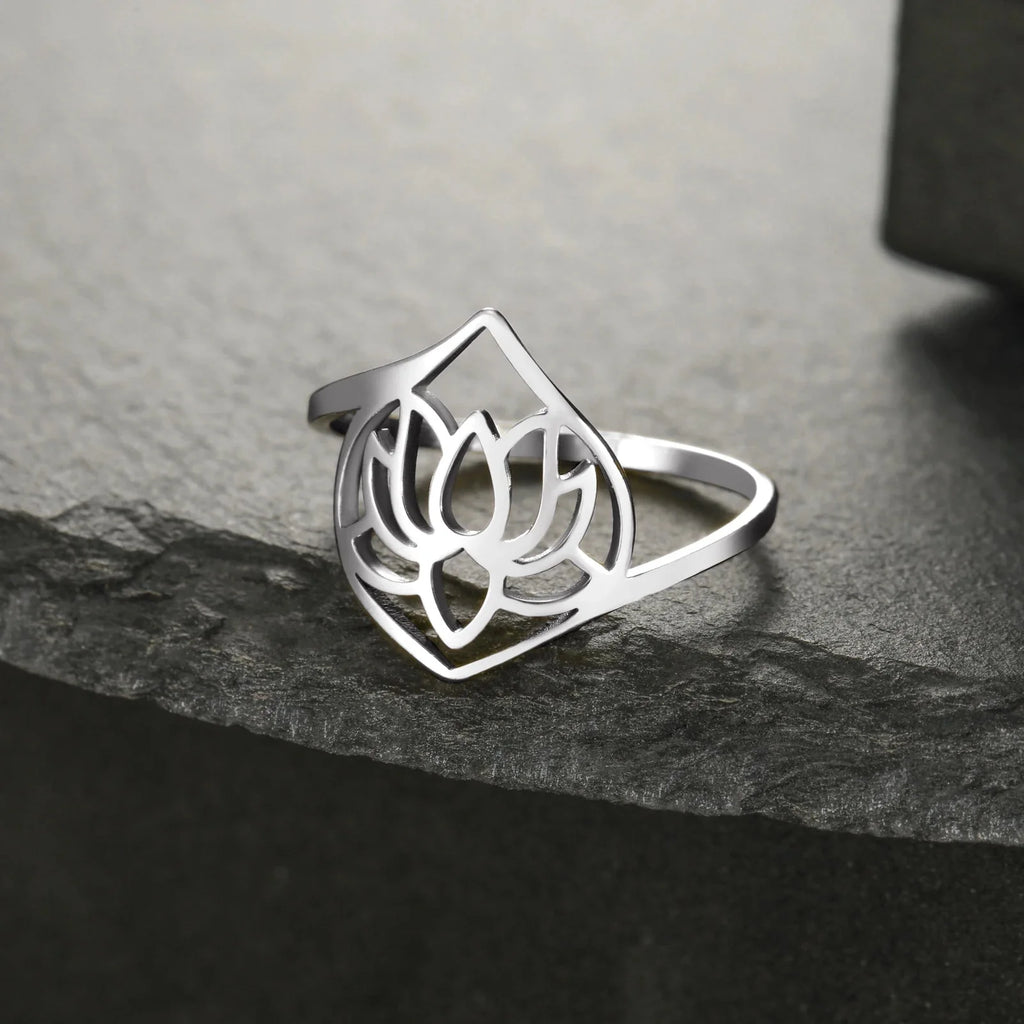 Lotus Flower Silver Ring