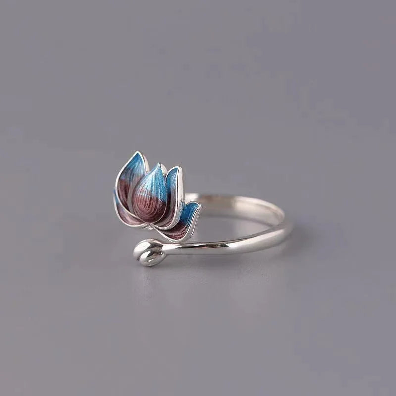 Silver Lotus Flower Ring
