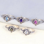 Silver Lotus Flower Ring for Women
