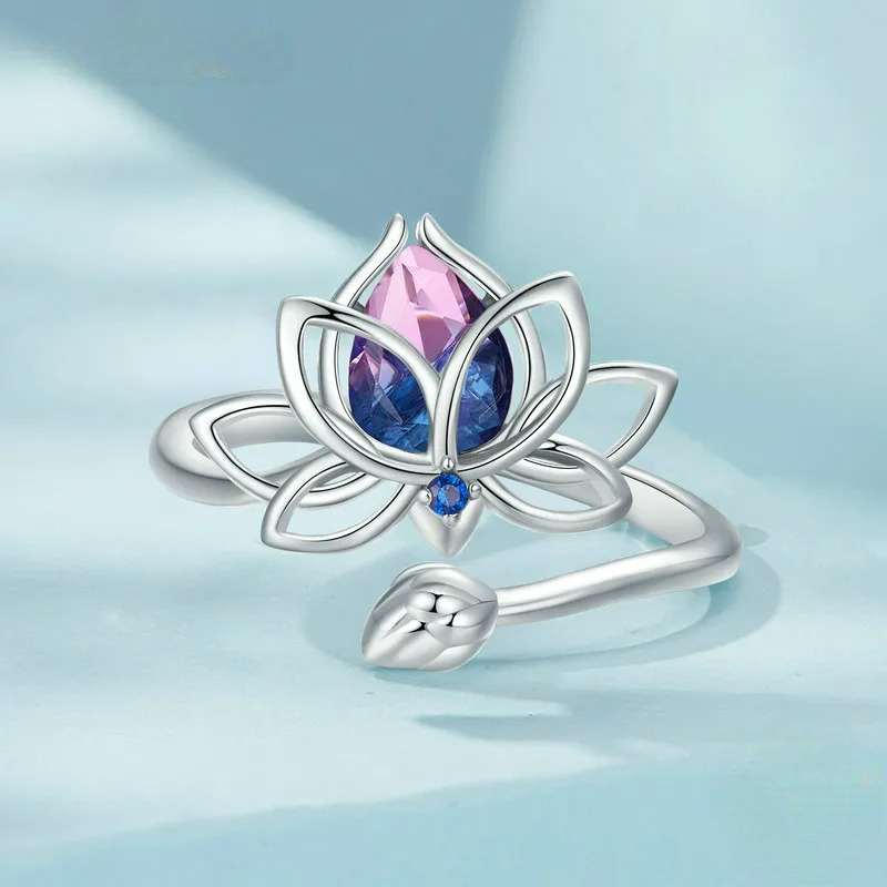Lotus Flower Crystal Ring