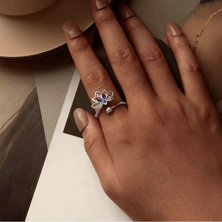 Lotus Flower Crystal Ring