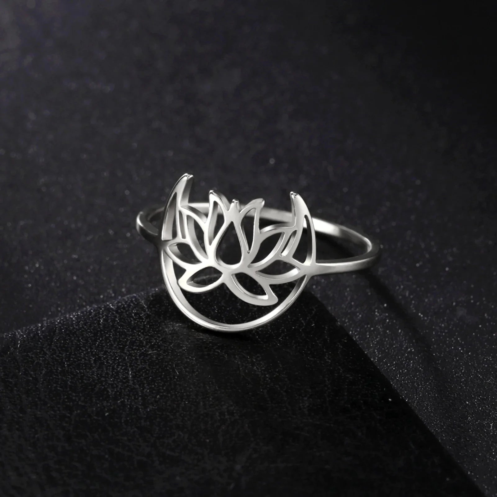 Zen Lotus Flower Ring for Women silver