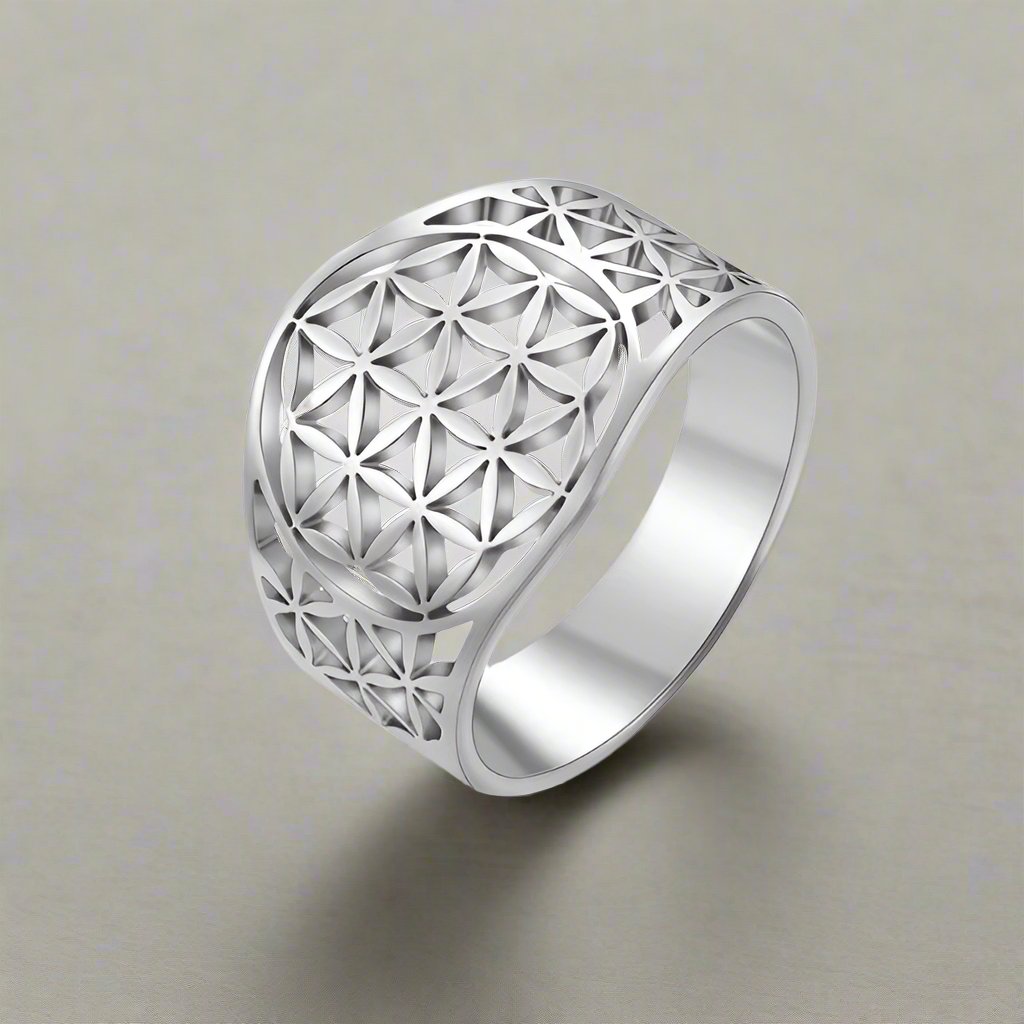 Flower of Life Ring Women's Silver Ring