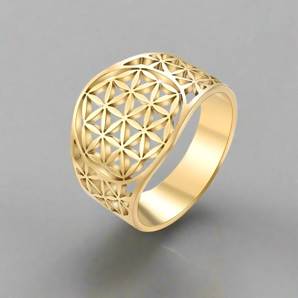 Flower of Life Ring Women's Gold