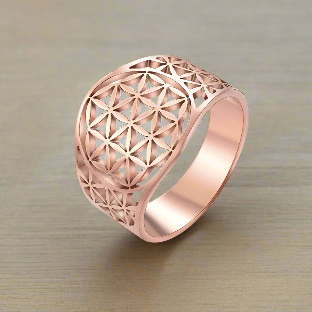 Flower of Life Ring Women's Rose Gold