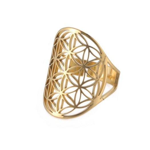 Dawapara Flower of Life Mandala ring gold
