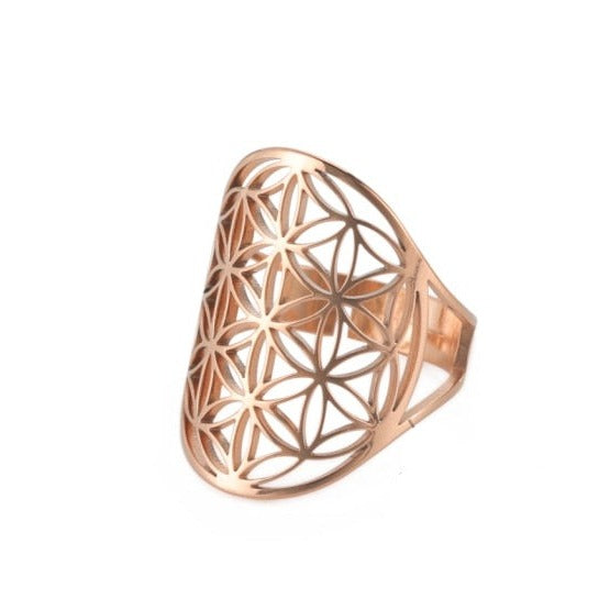 Dawapara Flower of Life Mandala ring gold
