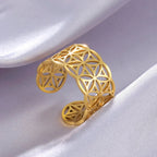 Flower of Life Ring Woman Mandala Gold Ring