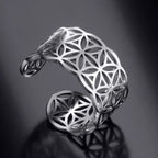 Flower of Life Ring Woman Mandala Silver Ring