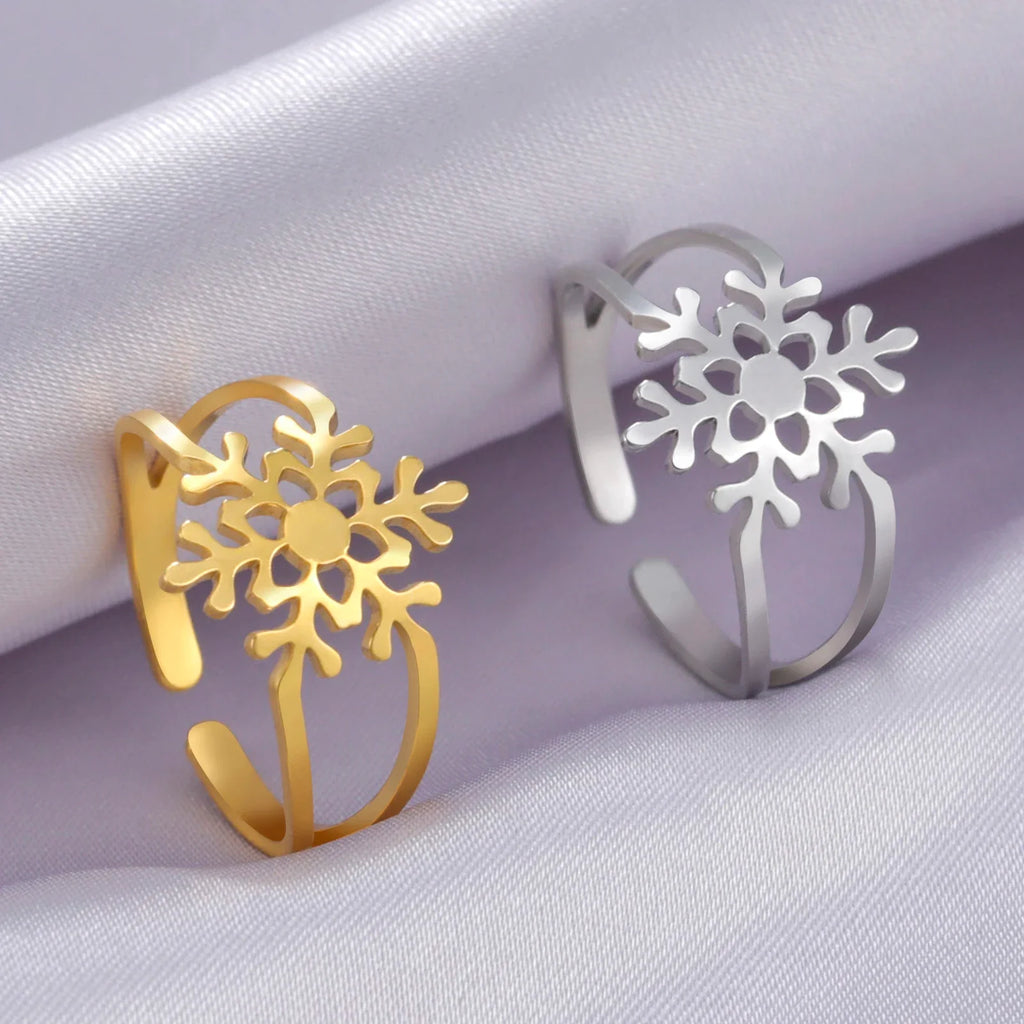Snowflake Ring for Women Gold Ring