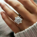 Women's Winter Snowflake Ring Silver Zircons