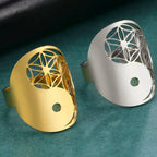 Geometric Yin Yang Gold Ring