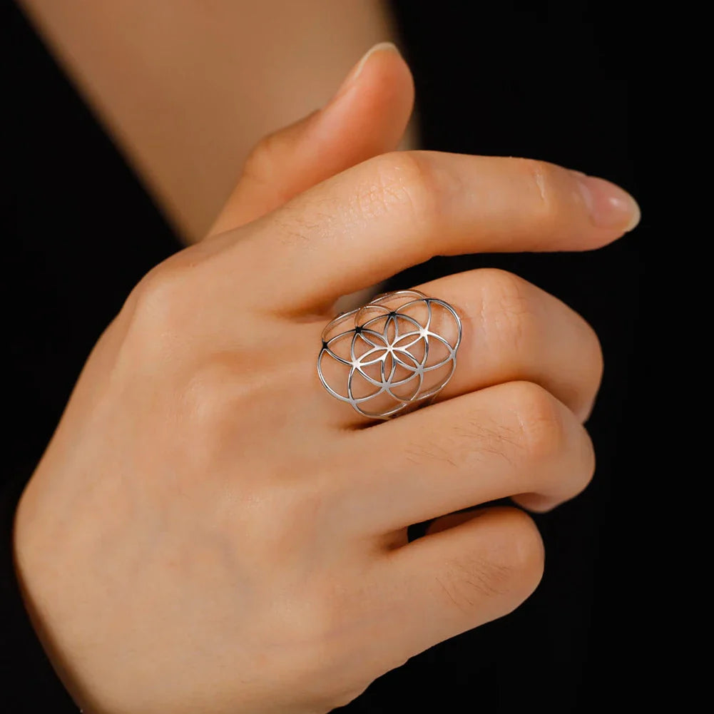 Seed of Life Ring Women Silver Ring
