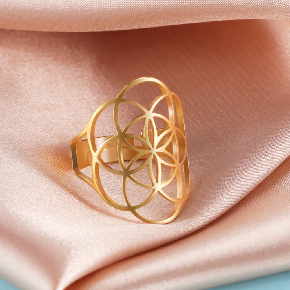 Seed of Life Ring Women Gold Ring