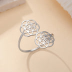 Women's Seed of Life Ring Flower Mandala silver