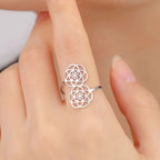 Women's Seed of Life Ring Flower Mandala silver