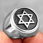 Ring engraved with the Star of David Jewish symbol silver