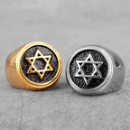 Ring engraved with the Star of David Jewish symbol silver