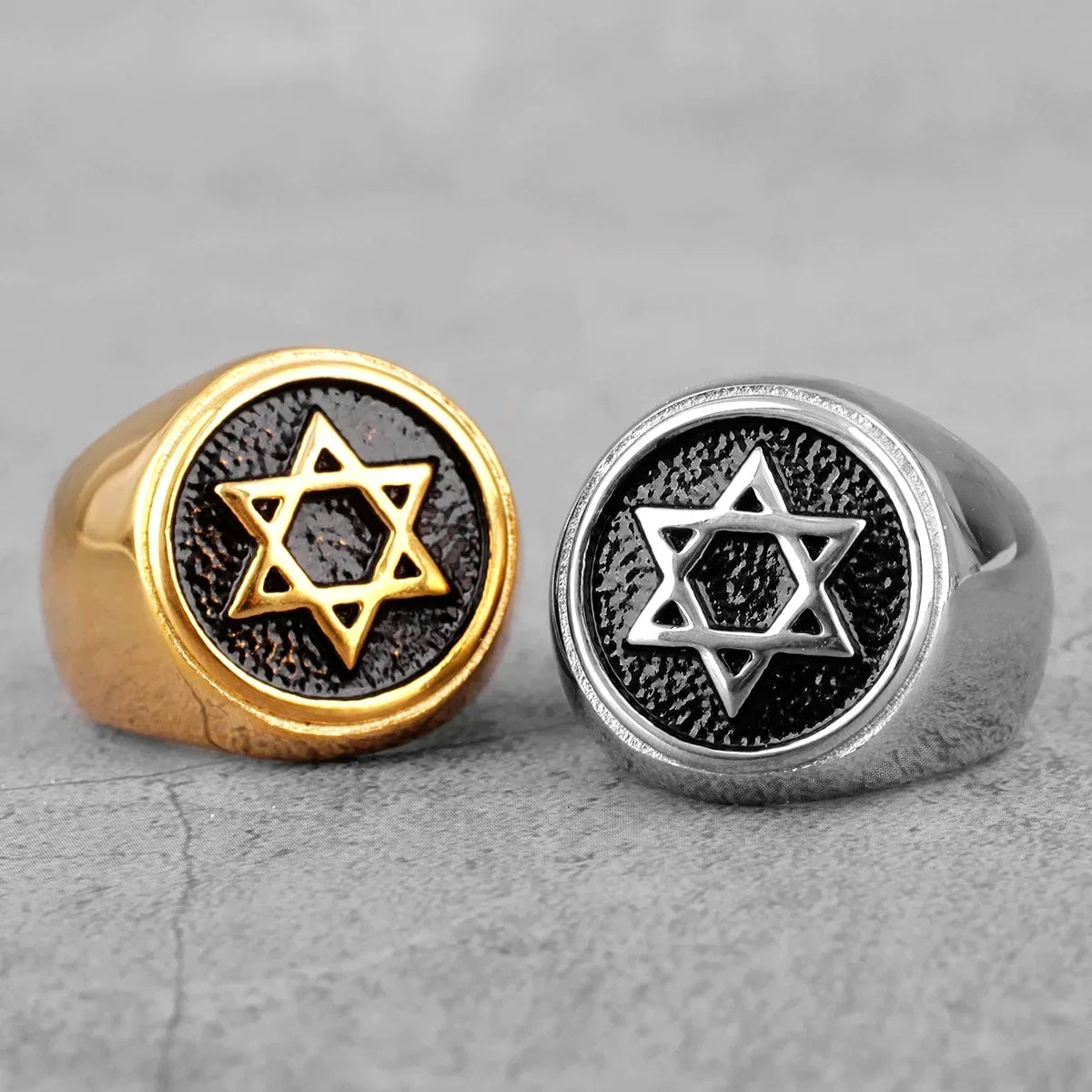 Ring engraved with the Star of David Jewish symbol silver