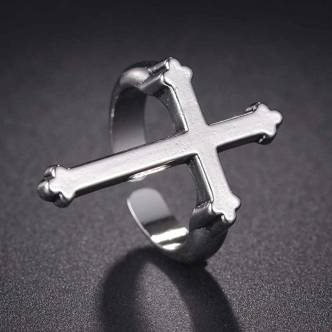 Men's Signet Ring Christian Cross Silver