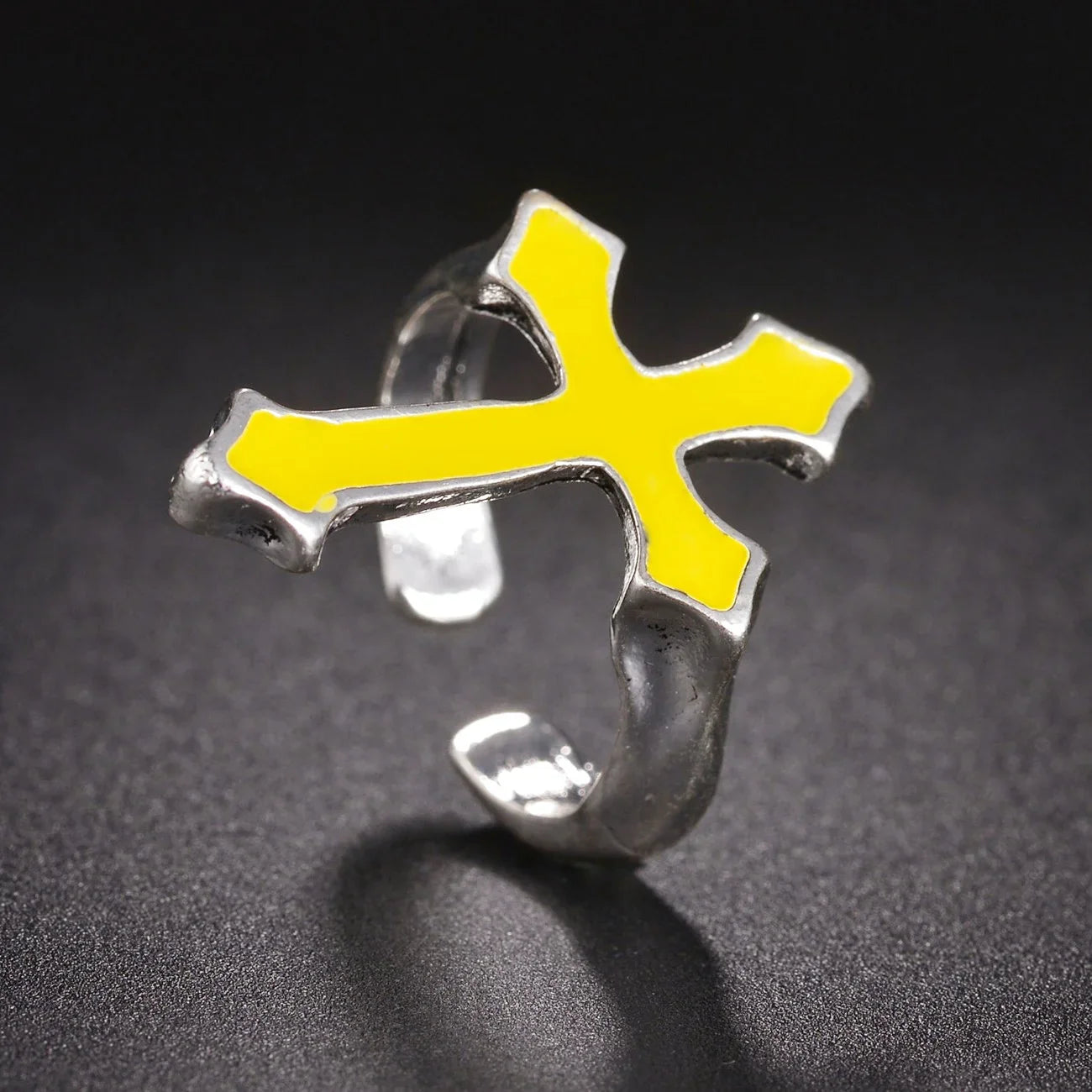Men's Signet Ring Christian Cross Yellow