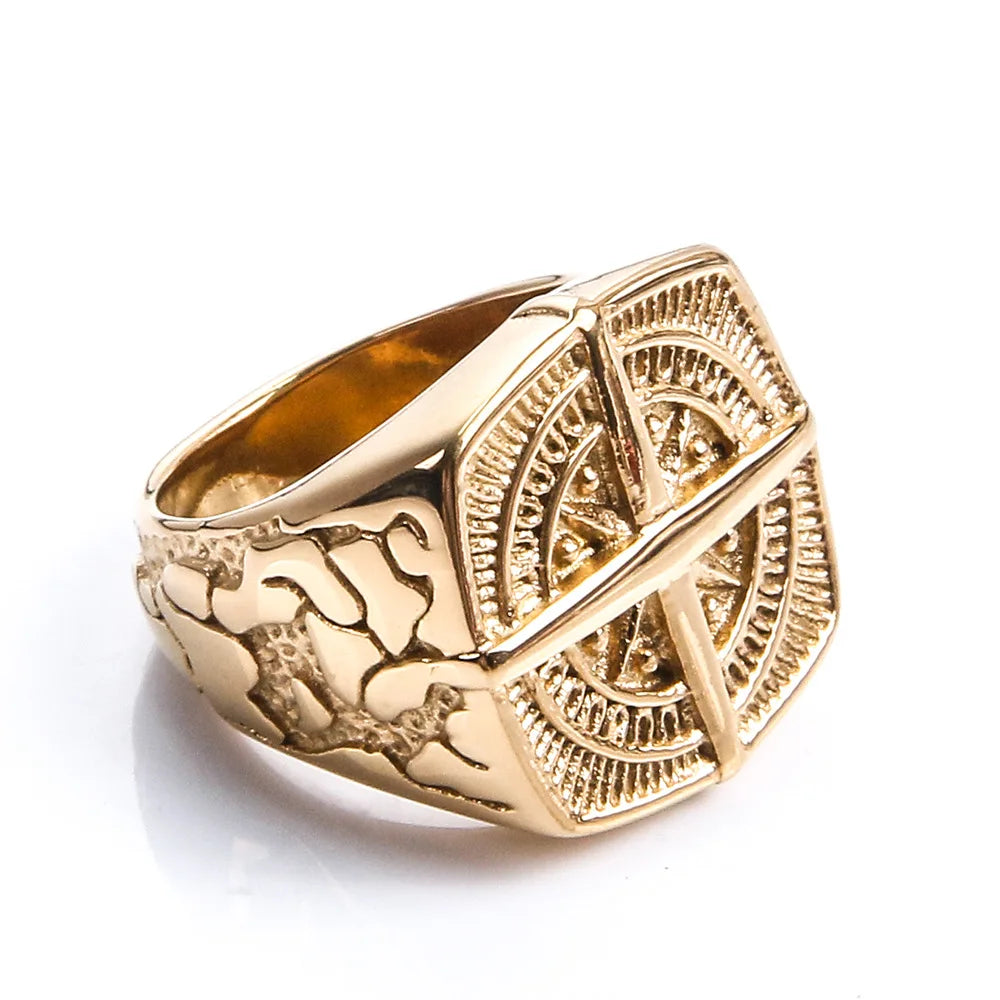 Men's Compass Rose Gold Ring