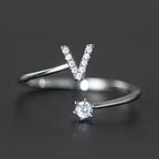Women's initial ring - letter v