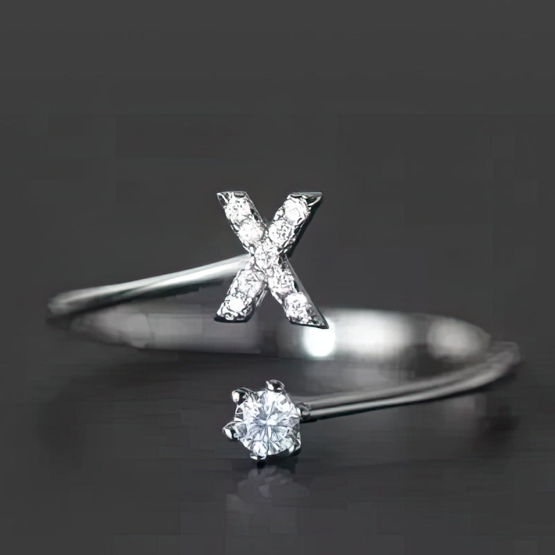 Women's initial ring - letter x