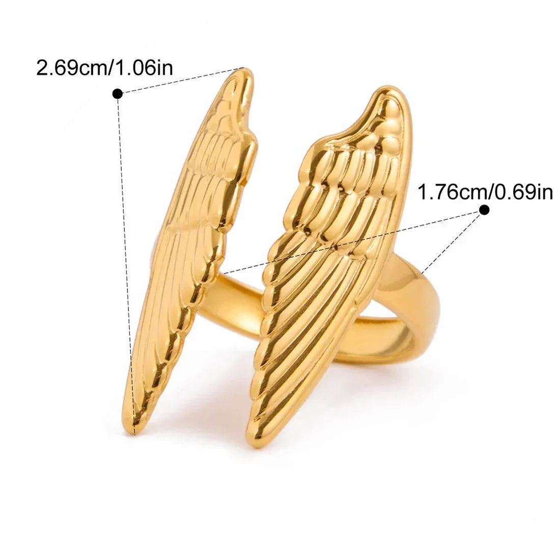 Wide angel wings ring