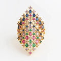 Wide rainbow women's ring gold
