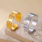 Wide ring with Hebrew engraving in silver