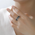 Wide Menorah and Star of David ring, Jewish symbols