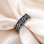 Wide Menorah and Star of David ring, Jewish symbols
