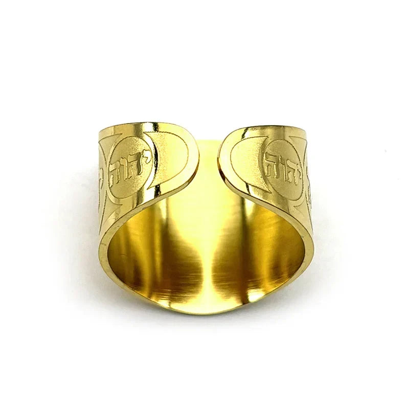 Wide unisex ring with Hebrew engraving