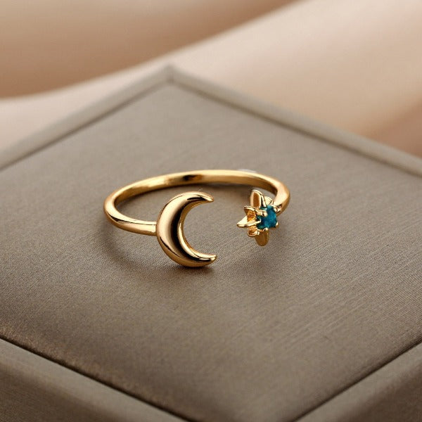 Moon Ring Woman Star Ring gold