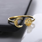Moon Sun Stars Woman gold Ring