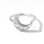 Moon Moon Stars Woman silver Ring