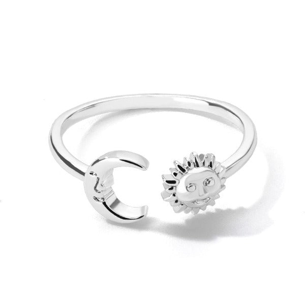 Moon Sun Stars Woman silver Ring