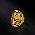 Mandala Ring Woman Flower Gold Band