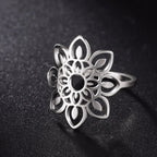 Mandala Ring Women's Signet Silver