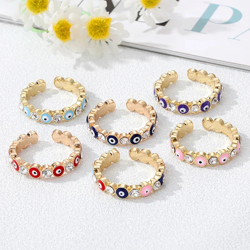 Blue Turkish Evil Eye Ring Bohemian Style