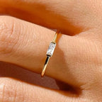 Minimalist ring with rectangular birthstone for women
