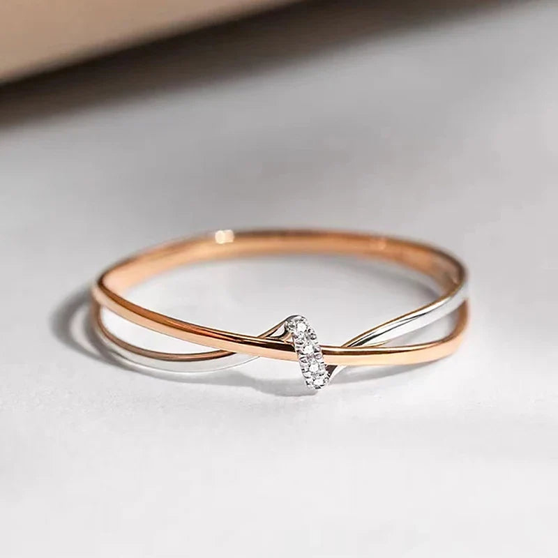 Mother-daughter eternity knot ring