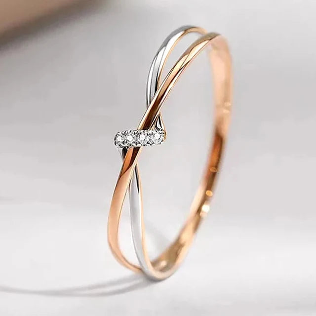 Mother-daughter eternity knot ring