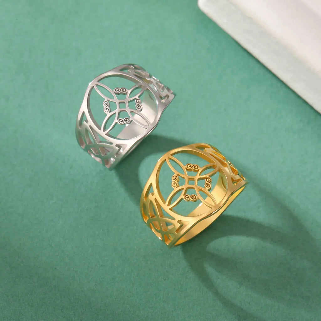 Witch's Knot Ring Women's Protection Wiccan Gold Ring