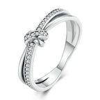 Silver Knot and Rhinestone Ring
