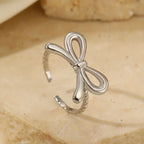 Bow ring for women, silver