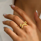Bow ring for women, gold