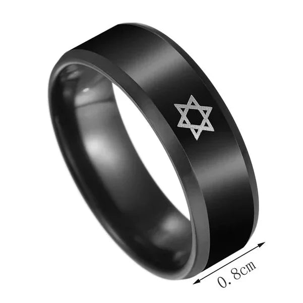 Black ring with the Star of David, Jewish symbol