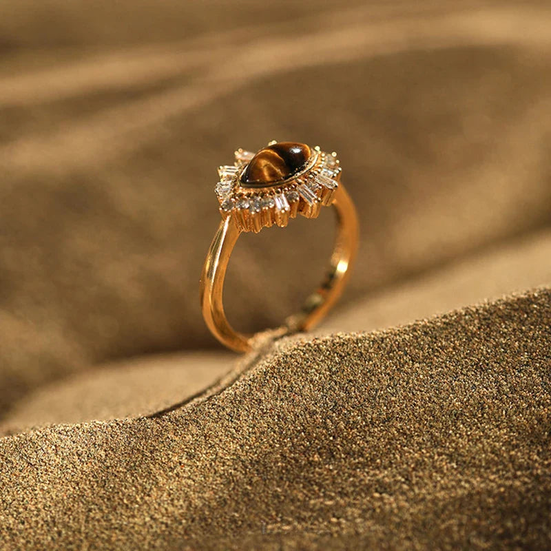 Gold Tiger Eye Ring for Women